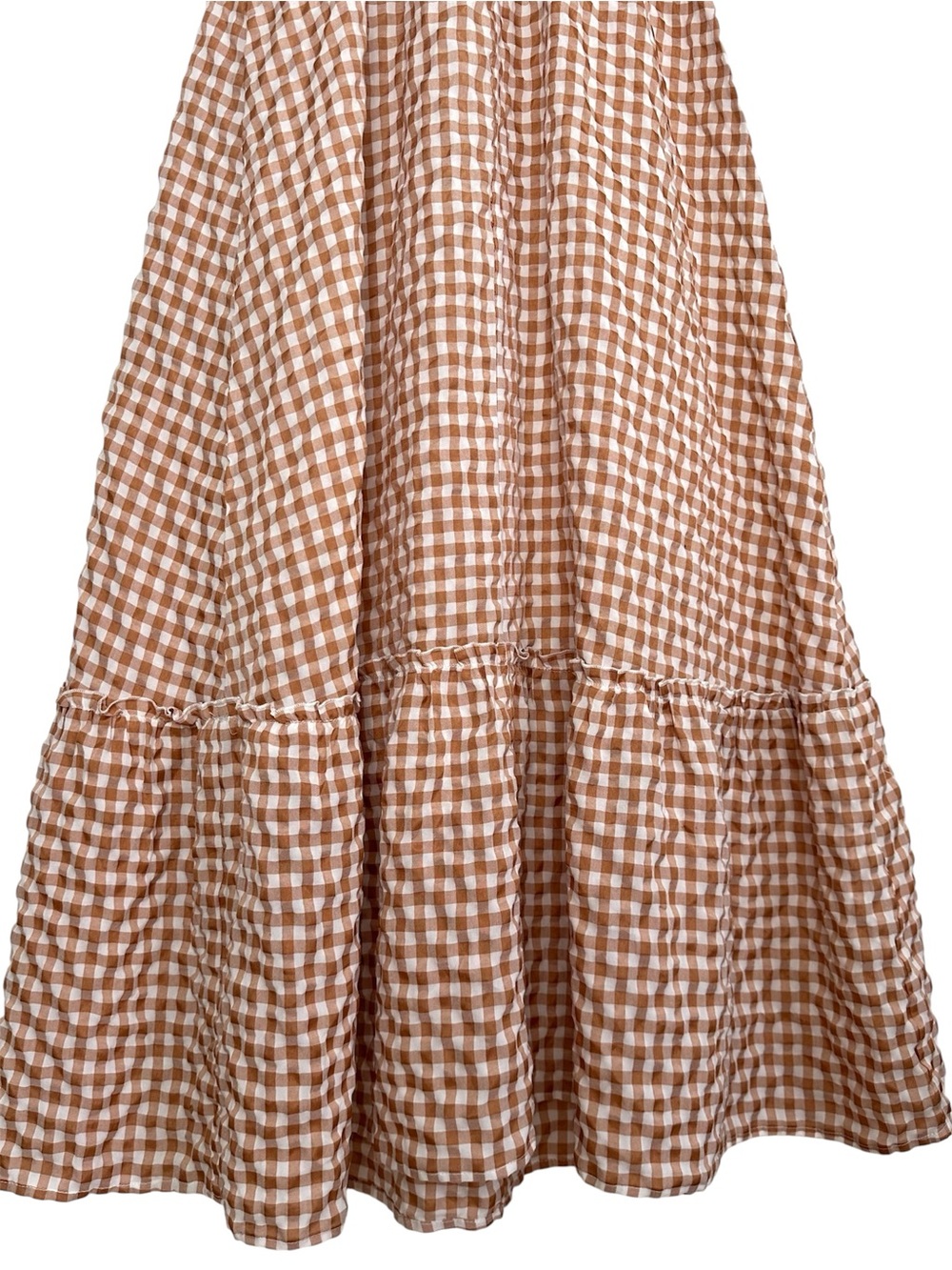 Boho Prairiecore Smocked Tiered Gingham Maxi Dress Countrycore Feminine Earthy - Picture 9 of 9
